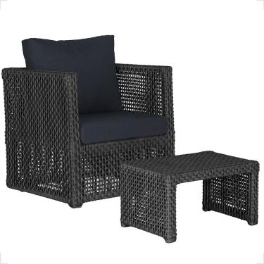 Imagem de Mesa E 1 Poltrona Madri Corda Náutica Estofado 12 Trama Preto