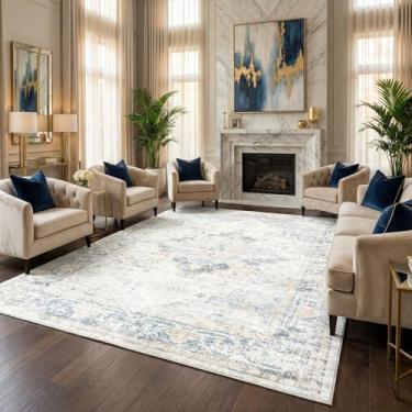 Imagem de Zanipex Tapetes de área de 20 x 25 cm para sala de estar, tapetes laváveis para quarto, 13 x 17 cm, entrada de corredores, cozinha, tapete boho interno, tapete bege para escritório (azul celeste macio