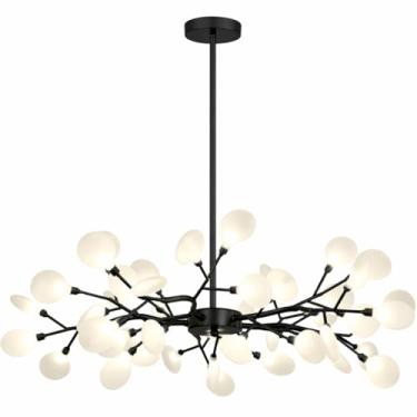 Imagem de Gimpo, Lustre Teto 85cm Ramos de Árvore 45 LEDs Luminária Metal Preto Pétalas Gimpo RA45B