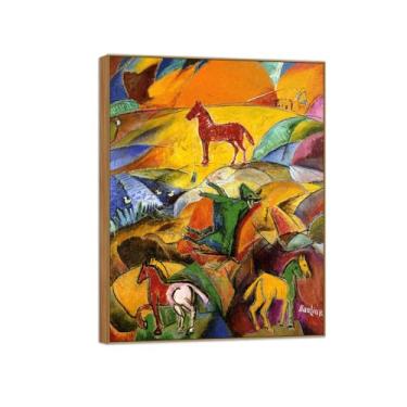 Imagem de David Burliuk Famosas impressões em tela de arte de parede prontas para pendurar. Nascer do sol nas estepes. Pintura de moldura de madeira para decoração de sala de estar 50 x 65 cm 20 x 26 pol