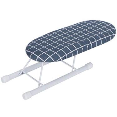 Imagem de Aramox Mini Tábua de Passar Roupa, Manga Dobrável Multifuncional, Punhos, Mesa de Passar Roupa Com Tubo de Aço Espesso para Uso Em Viagens Domésticas (xadrez azul escuro)