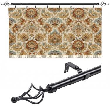 Imagem de Marsui Cabide de colcha para parede para exibição suporte de colcha montado na parede com clipes ajustáveis de 81 a 200 cm, ferro rústico, estilo casa de fazenda, quarto, áreas de estar, cobertores de