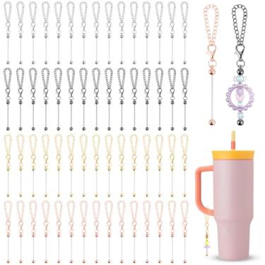 Imagem de Supkirr 60 berloques de copo com contas, chaveiros multicoloridos compatíveis com acessórios Stanley Charm para copos com alça, pingentes de copo de metal para decoração de garrafas em branco DIY