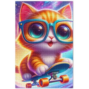 Imagem de Unicórnios roxos personalizados cenário fantástico quebra-cabeças 500 peças para adultos animais arte colorida quebra-cabeças rígidos engraçados, 50 x 35 centímetros