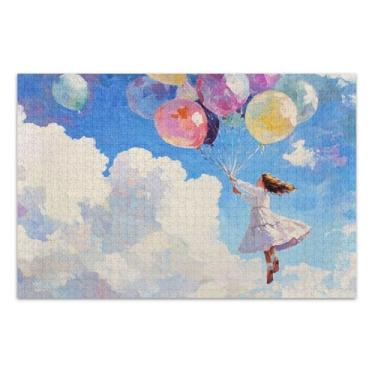 Imagem de Quebra-cabeças de balões coloridos para adultos 1000 peças, quebra-cabeças para adultos com letras nas costas