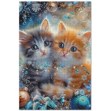 Imagem de Quebra-cabeça de gatinhos fofos 500 peças adultos família elefante branco presentes divertido brinquedo adulto pintura de belas artes, 50 x 37 centímetros