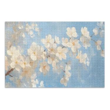 Imagem de Quebra-cabeça de flores brancas difíceis para adultos com letras nas costas 500 peças