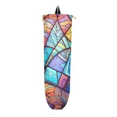 Imagem de Suporte de parede pintado à mão para sacolas plásticas, dispensador de sacolas de supermercado, suporte de saco plástico de cozinha