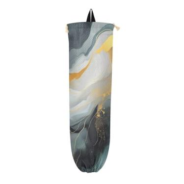 Imagem de Suporte de saco plástico dourado preto, organizador de sacos para armazenamento de sacolas plásticas de cozinha, suporte de saco de plástico para sacolas de supermercado