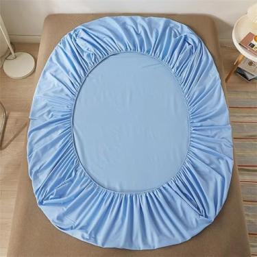 Imagem de Lençol de algodão com elástico, antiderrapante e ajustável, para camas de solteiro, casal, king e queen, azul, 2 peças, fronha 48x74