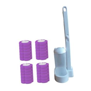 Imagem de SiaBiced Escova de vaso sanitário, escovas para limpeza, kit de limpeza, montagem na parede, cabeças de reposição, esfregão para vaso sanitário, para uso, Roxo