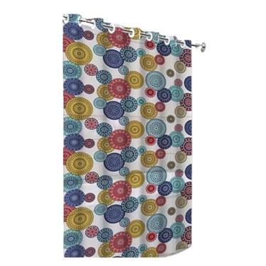 Imagem de Cortina de Box Banheiro PVC com Ilhós Antimofo Resistente Impermeável Várias Estampas cortina banheiro para Uso Diário Residencial ou Comercial com Boa Vedação e Privacidade(Mandala C/Ilhos)