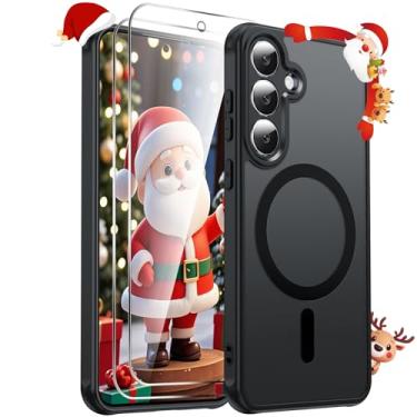 Imagem de LeYi Capa para Samsung Galaxy S24-FE: [ ] [Mag-Safe Fit] com protetor de tela, película fosca translúcida de toque suave e proteção de nível militar Funda para S24FE S 24 FE, preta