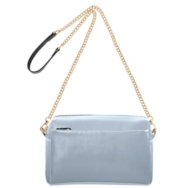 Imagem de Joitme Bolsa tiracolo feminina para celular, linda bolsa de ombro de couro sintético com alça de corrente, elegante, azul, ardósia clara, cinza, gradiente