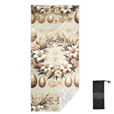 Imagem de Joitme Toalha infantil dourada de guirlanda de ovo de Páscoa, tamanho M, toalhas de banho infantis, toalhas de praia sem areia