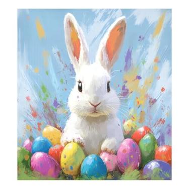 Imagem de CEBUGI Linda capa de ímã de lava-louças de coelho branco capas decorativas de porta de lava-louças 58 x 66 cm decalque de painel de geladeira para decoração de cozinha doméstica