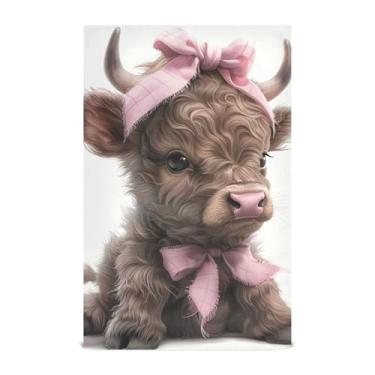 Imagem de Toalhas de prato de verão para cozinha decorativas bonito highland vaca bezerro chá toalha de mão bonito panos de lavar louça absorventes macios 45 x 71 cm, 1 pacote