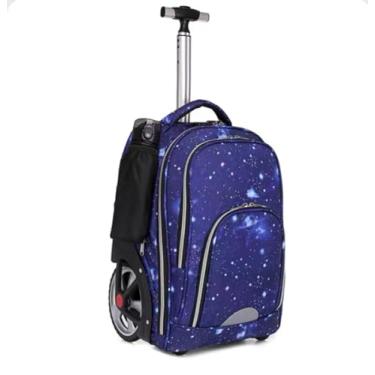 Imagem de Mochila com rodinhas e rodinhas de 50 cm, resistente à água, bolsa de viagem para negócios, mochila para computador (azul)