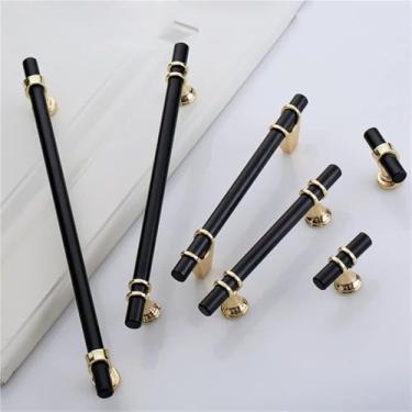 Imagem de HTNAFONI Puxador de porta de móveis de armário longo minimalista preto dourado guarda-roupa puxador longo ferragens para móveis 1 peça (6816-160 mm)