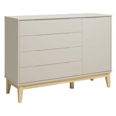 Imagem de Cômoda Com Porta Classic Elfe Areia Acetinado Natural - Reller - RELLE