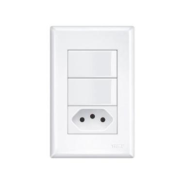 Imagem de Conjunto Fame Evidence com Placa Simples 1 Tomada 20A 2922 Branco - 48