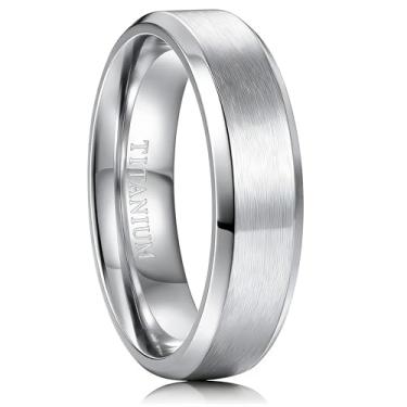 Imagem de Jstyle Aliança de casamento de titânio para homens - Aliança de casamento masculina hipoalergênica leve de 6 mm/8 mm com zero manutenção superfície escovada bordas polidas anel de noivado masculino