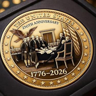Imagem de Peça de colecionador de acrílico comemorativa do 250º aniversário dos Estados Unidos - Medalha de mesa plana 2D de 5 cm - Estilo F