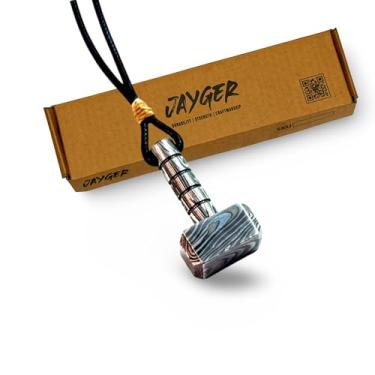 Imagem de Colar Thor Mjolnir de aço damasco forjado à mão – pingente viking com cordão de couro – joias masculinas, presentes viking, colar de martelo de Thor para homens e meninos