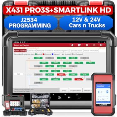Imagem de LAUNCH X431 PRO3S+HDIII Gasolina e Caminhão Pesado 50+ Ferramenta de escaneamento de diagnóstico bidirecional, scanner de carros e caminhões pesados, todos os sistemas, programa de chaves, codificação