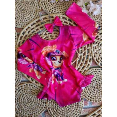 Imagem de Maiô Menina Infantil Temático Patrulha Canina+ Laço de Cabelo - act, 0