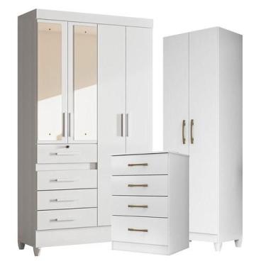 Imagem de Guarda Roupa com Espelho Infantil Sobral com Cômoda MS913 e Armário Mu