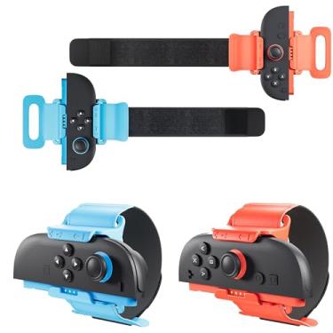 Imagem de FUNDIARY Pulseira azul + laranja para Switch 2 (2025), alça de mão ajustável para Switch 2 jogos esportivos para Zumba Burn It Up, acessórios adequados para a pele, compatível com Switch 2, Joycon