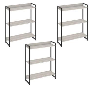 Imagem de Kit 3 Estantes Multiuso Escritório Industrial 3 Prateleiras Areta 104x