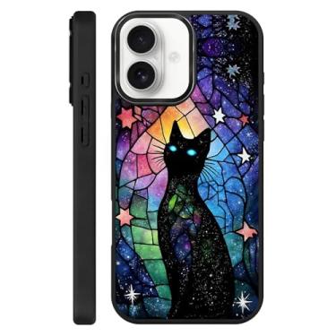 Imagem de Zhhoya Capa para iPhone 17, estampa de gato gótico pastel celestial preta compatível com MagSafe capa rígida protetora para mulheres, homens, meninos e meninas