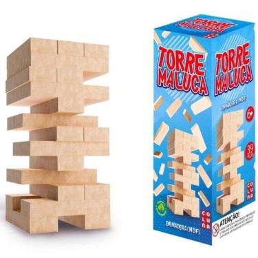 Imagem de Jogo Jenga Caiu Perdeu Jogo Torre de Madeira 54 Peças Desenvolve Coord