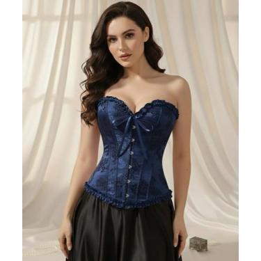 Imagem de Espartilho Corpete Corset Cinta Modela Cintura Brocado Sexy - Modas Fa