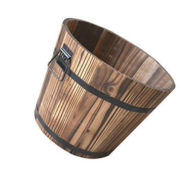 Imagem de Gralara Vaso de Flores Tipo Floreira, Feito de Madeira - para áreas Internas E Externas, Rodada Top_M