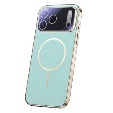 Imagem de LYJSMGZ Capa magnética para iPhone 17 Pro Max/Air/17 Pro/17, capa à prova de choque com orifício de lente de câmera de precisão fina anti-impressão digital suporta carregamento sem fio, verde, 17