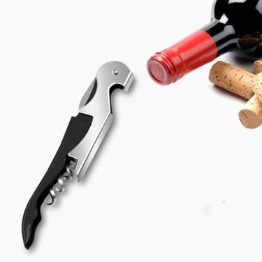 Imagem de Abridor de vinho saca-rolhas com dobradiça dupla, chave de vinho de aço inoxidável para garçons de bar