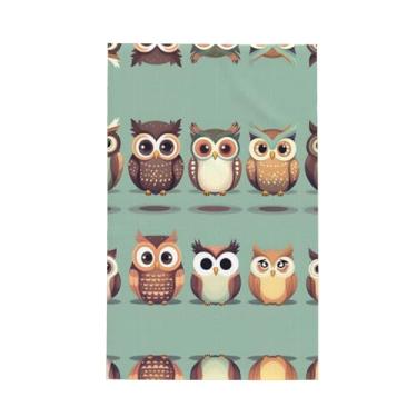 Imagem de XLLingL Toalhas de cozinha de waffle com estampa fofa de corujas de desenho animado, panos de prato de microfibra, para decoração e limpeza de cozinha - 1 peça