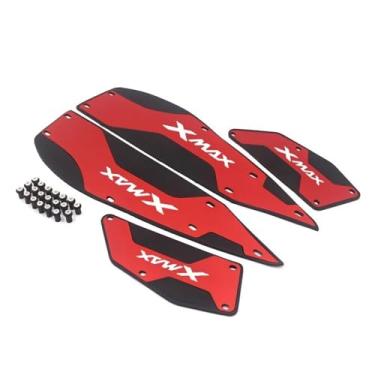 Imagem de Anti-derrapante Placa de descanso para pés antiderrapante, para xmax300 xmax250 xmax 250 300, placa pedal liga modificada, apoio para os(Red)