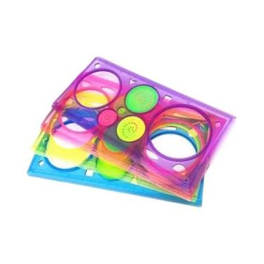 Imagem de Conjunto De Estêncil De Desenho Geométrico Para Crianças, Régua Criati