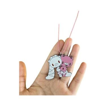 Imagem de Colar Melhor Amigo Urso Rosa Universal Com Pingente Duplo Gloomy Bear 