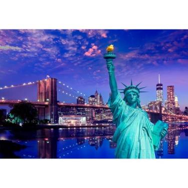 Imagem de Estátua da Liberdade Arranha-céu da cidade de Nova York, pôr do sol urbano, cena noturna, ponte do Brooklyn, fotografia de fundo, estátua da liberdade, paisagem urbana, pano de fundo, decoração de
