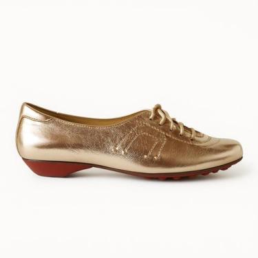 Imagem de Tênis Urban Luxe Feminino Em Couro Dourado 8107 Cor:DouradoTamanho:36 