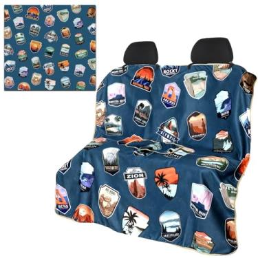 Imagem de Capa de banco traseiro para carro, caminhões, van SUV National Park, antiderrapante, capas de assento traseiro de microfibra, toalha de banco traseiro para pós-treino, capas laváveis para cães e