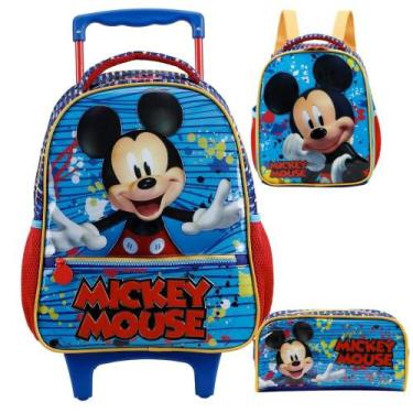 Imagem de Kit Mochila Rodinhas Lancheira Estojo Mickey Y Xeryus 11620