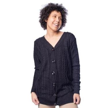 Imagem de Casaco Feminino Oliveira Malhas Tricot Botões Caqui-Feminino