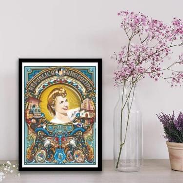 Imagem de Quadro Evita Republica Argentina 45X34Cm - Madeira Preta