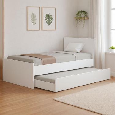 Imagem de Bicama Amanda Solteiro Branca Em Mdf Resistente Sofisticada